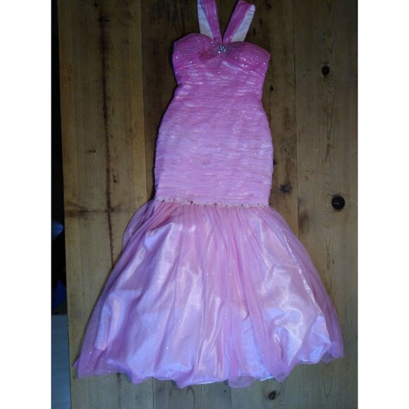 Jovani Dresses & Skirts - Jovani Pink Prom Dress Womens Sz 2 Mermaid Shoulder Straps Rhinestones Netting